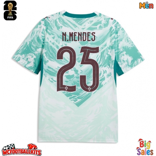 Portugal Nuno Mendes #25 Replica Away Stadium Shirt World Cup 2026 Short Sleeve